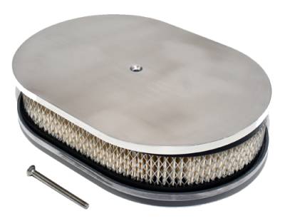 12" x 2" Oval Full Smooth Top Polished Aluminum Air Cleaner Assembly Low Profile