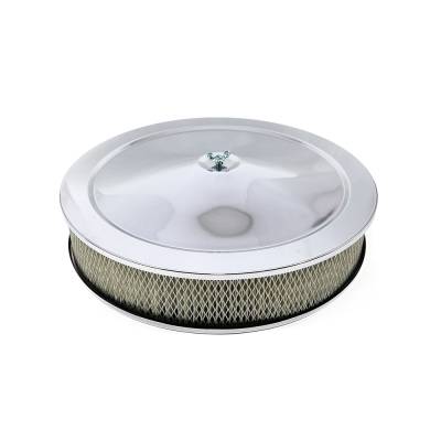 14" Round Chrome Air Cleaner Assembly - Recessed Dropped Base w/ 3" Paper Filter