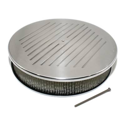 14" x 3" Ball Milled Polished Aluminum Top Round Air Cleaner Assembly w/ Element