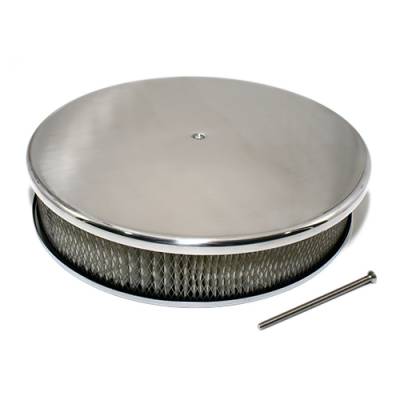 14" x 3" Smooth Polished Aluminum Top Round Air Cleaner Assembly Kit w/ Element