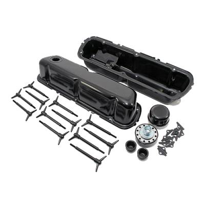 Engine Components - Dress up Kits  - Assault Racing Products - 1962-85 SBF Ford Black Valve Cover Dress Up Kit Small Block 260 289 302 351W 5.0