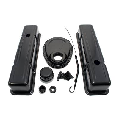 Assault Racing Products - 1958-1986 SBC Chevy Black Dress Up Kit w/ Tall Valve Covers 283 305 327 350 400