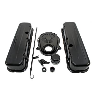 Assault Racing Products - 1965-95 BBC Chevy 454 Black Dress Up Kit Tall Valve Covers 396 402 427 Big Block