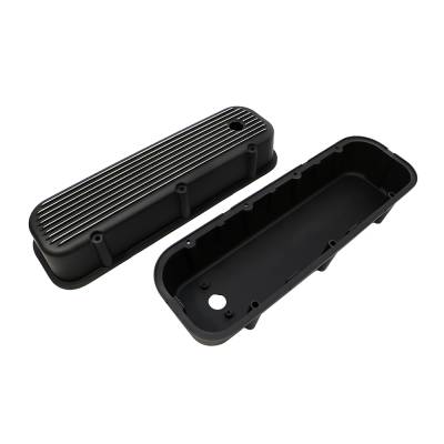 Assault Racing Products - 1965-95 Chevy 454 Finned Black Aluminum Tall Valve Covers - Big Block 427 396 - Image 2