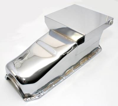 Assault Racing Products - 58-79 SBC Chevy Chrome Drag Race Style Oil Pan 7qt - 283 327 350 400 Small Block - Image 1