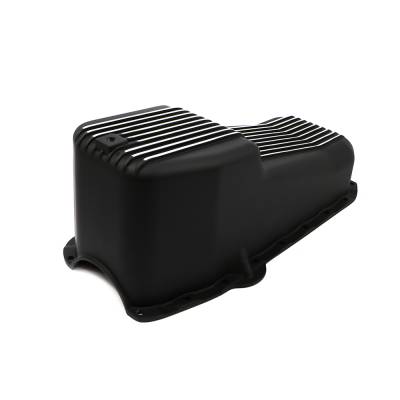 Assault Racing Products - 58-79 SBC Finned Black Aluminum Oil Pan Polished Fins Small Block Chevy 327 350 - Image 2
