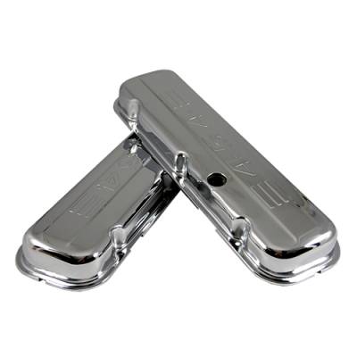 65-95 Big Block Chevy Stamped Steel 454 Logo Chrome Plated Valve Covers BBC