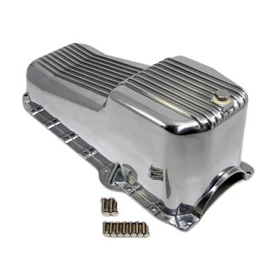 86-02 SBC Chevy Finned Aluminum Oil Pan - 305 5.0L 350 5.7L Vortec 1pc Rear Seal