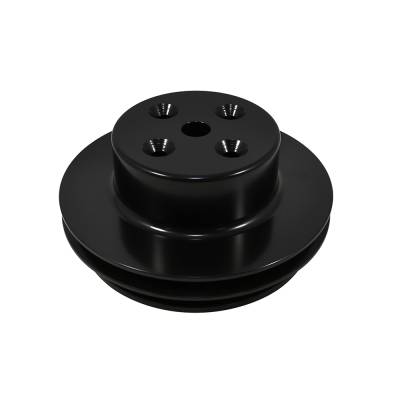 Engine Components - Pulleys and Pulley Kits  - Assault Racing Products - BBC Chevy 2 Groove V-Belt Pulley Black Aluminum Water Pump Pulley Long 396 454