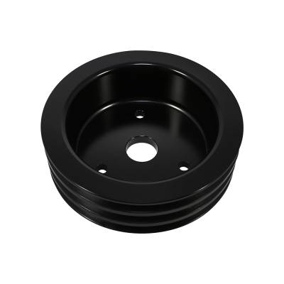 BBC Chevy 3 Groove Black Aluminum Crank Pulley for Short Water Pump 396 454