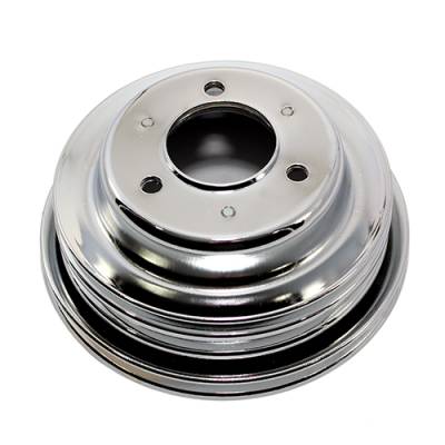 Assault Racing Products - BBC Chevy 3 Groove Chrome Crankshaft Pulley For Long Water Pump - 396 427 454 - Image 2