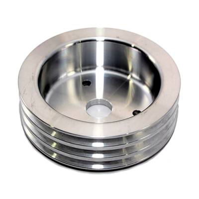 BBC Chevy 3 Groove Polished Aluminum Crank Pulley for Short Water Pump 396 454
