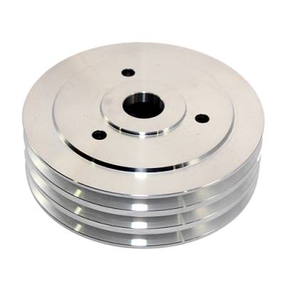 Assault Racing Products - BBC Chevy 3 Groove Polished Aluminum Crank Pulley for Short Water Pump 396 454 - Image 2