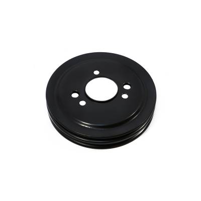 BBC Chevy Black Crank Pulley Double 2 Groove For Short Water Pump 396 427 454