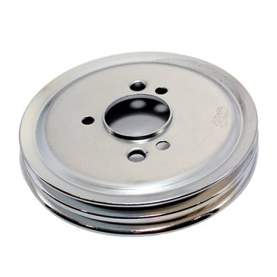 Assault Racing Products - BBC Chevy Chrome Crank Pulley Double 2 Groove For Short Water Pump 396 427 454 - Image 2