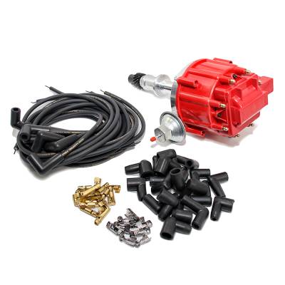 KMJ Performance Parts - Pontiac 389 400 421 428 455 HEI One Wire Distributor Red Cap & Moroso Wire Kit - Image 2