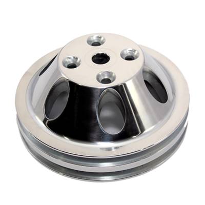 Assault Racing Products - SBC Small Block Chevy V-Belt 2 Groove Aluminum Water Pump Pulley Long 350 400 - Image 1