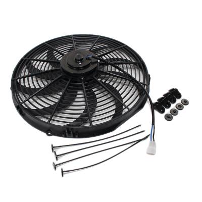 Assault Racing Products - High CFM 12v Electric Curved S Blade 16" Radiator Cooling Fan Black w/ Mount Kit - Image 1