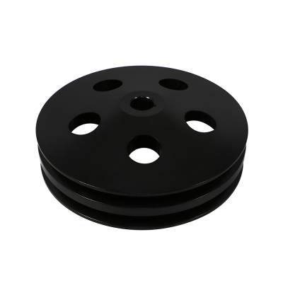 Chevy GM Black Aluminum Power Steering Pump Pulley - 2 Groove Bolt on Keyway