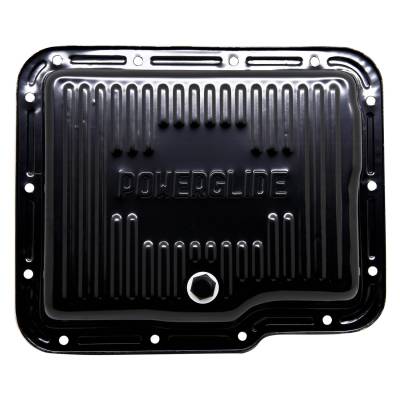 GM Chevy Powerglide Black Automatic Transmission Pan - Stock Capacity W/ Drain