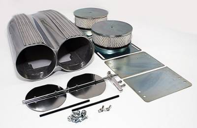 Assault Racing Products - Polished Aluminum Finned Top Shotgun Intake Air Scoop Single & Dual Carb Setup - Image 2