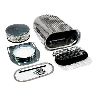 Polished Aluminum Hilborn Style Finned Hood Air Scoop Kit - Single 4 BBL Carb