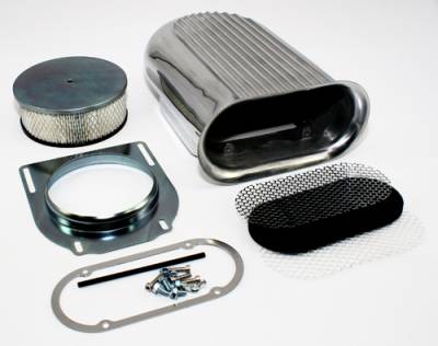 Assault Racing Products - Polished Aluminum Hilborn Style Finned Hood Air Scoop Kit - Single 4 BBL Carb - Image 3