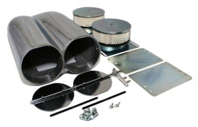 Assault Racing Products - Polished Aluminum Shotgun Double Barrel Intake Hood Scoop Smooth Dual Carb Setup - Image 2