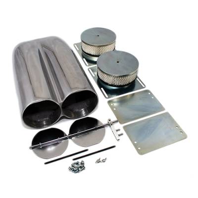 Assault Racing Products - Polished Aluminum Shotgun Double Barrel Intake Hood Scoop Smooth Dual Carb Setup - Image 3