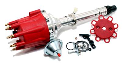 Ignition and Electrical - Distributors and Accessories - Assault Racing Products - Red Small Big Block Chevy Pro Billet Distributor SBC BBC 350 454 Vacuum Advance