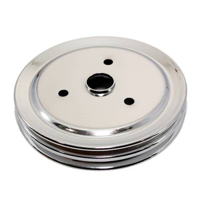 SBC 327 350 Small Block Chevy 2 Groove Chrome Crank Pulley Short Water Pump