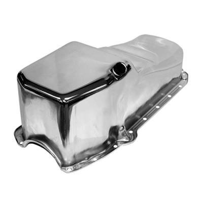 SBC 58-79 Stock Capacity Chrome Oil Pan 4qt 305 327 350 400 Chevy Small Block