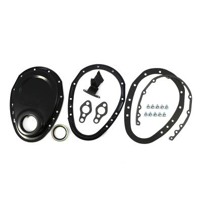 Assault Racing Products - SBC Chevy 2 Piece Black Timing Chain Cover - 283 305 327 350 400 Small Block - Image 2