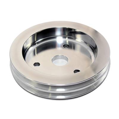 Assault Racing Products - SBC Chevy Aluminum Crank Pulley Double 2 Groove For Short Water Pump SWP 350 400 - Image 2