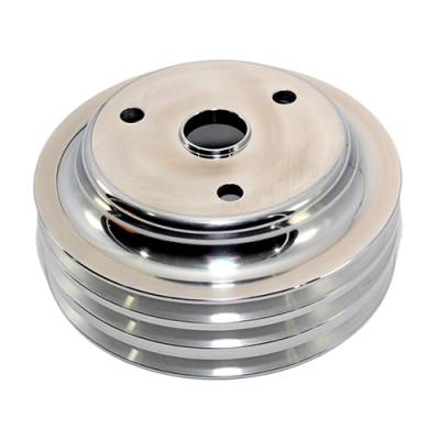 SBC Chevy Aluminum Crank Pulley Triple 3 Groove For Long Water Pump LWP 350 400