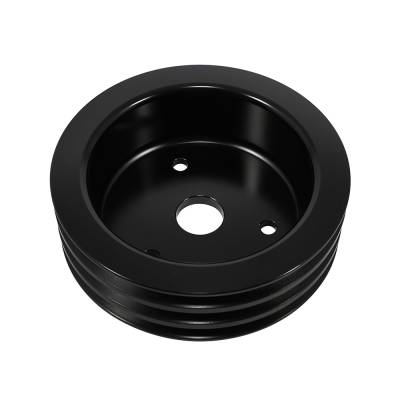 Assault Racing Products - SBC Chevy Black Aluminum Crank Pulley 3 Groove Short Water Pump SWP 350 400 - Image 2