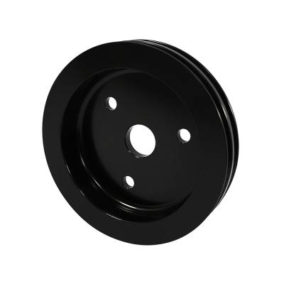 Assault Racing Products - SBC Chevy Black Aluminum Crank Pulley Double 2 Groove / Short Water Pump 350 400 - Image 3