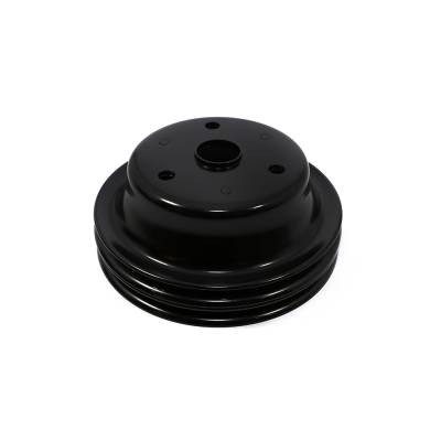 Assault Racing Products - SBC Chevy Black 2 Groove V-Belt Black Crank Pulley Long Style Water Pump - Image 1