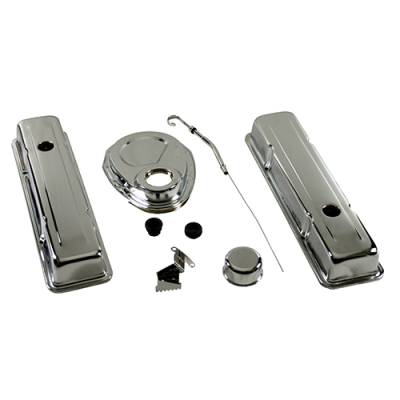 SBC Chevy Chrome Dress Up Kit w/ Short Valve Covers - 283 305 327 350 400