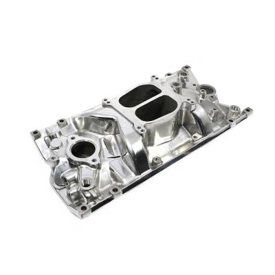 SBC Chevy Dual Plane Polished Aluminum Intake Manifold for Vortec 350 Heads