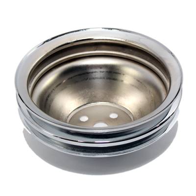 SBC Chevy Chrome Short Water Pump Pulley - Double 2 Groove SWP Small Block 350