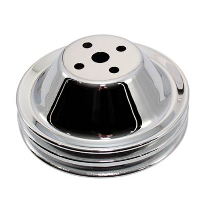 Assault Racing Products - SBC Chevy Chrome Short Water Pump Pulley - Double 2 Groove SWP Small Block 350 - Image 2