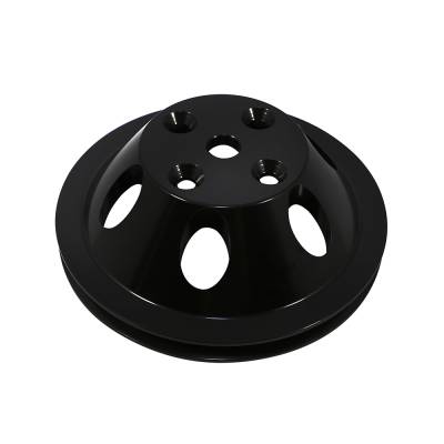 Cooling - Pulleys, Belts & Kits - Assault Racing Products - SBC Chevy Single Groove V-Belt Black Aluminum Water Pump Pulley Long 350 400