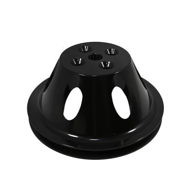 SBC Chevy Single Groove V-Belt Black Aluminum Water Pump Pulley Short 350 400