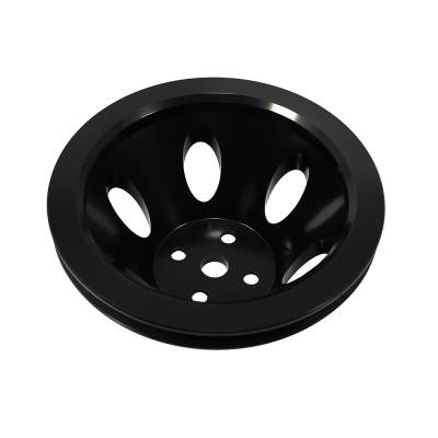 Assault Racing Products - SBC Chevy Single Groove V-Belt Black Aluminum Water Pump Pulley Short 350 400 - Image 2