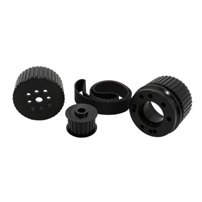 Assault Racing Products - SBC Small Block Chevy Billet Black Aluminum Gilmer Belt Drive Pulley Kit 350 400 - Image 1