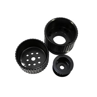 Assault Racing Products - SBC Small Block Chevy Billet Black Aluminum Gilmer Belt Drive Pulley Kit 350 400 - Image 2
