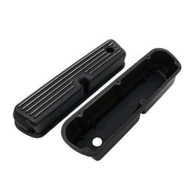Assault Racing Products - SBF Ford 302 Retro Finned Black Polished Fins Aluminum Tall Valve Covers 351W - Image 3