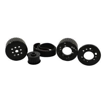 Engine Components - Pulleys and Pulley Kits  - Assault Racing Products - SBM Small Block Mopar Black Billet Aluminum Gilmer Belt Drive Pulley Kit 318 360