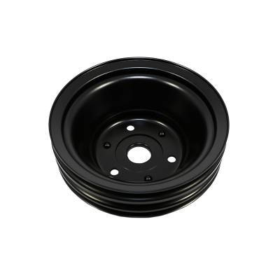 Assault Racing Products - Small Block Chevy 3 Groove Black Steel Crankshaft Pulley Long Water Pump SBC - Image 1